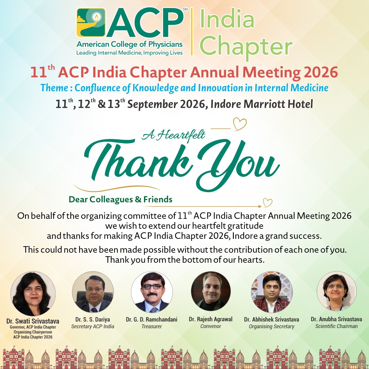 ACP India Chapter 2026 thank-you message from the organising committee